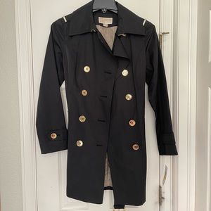 Michael Kors Gold Button Black Trench Coat